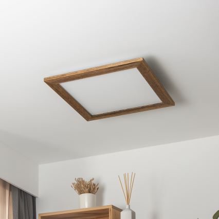 Brilagi - Luminária de teto LED dimerizável SLIMFRAME WOOD LED/36W/230V 49,5x49,5 cm 3000-6000K castanho + telecomando