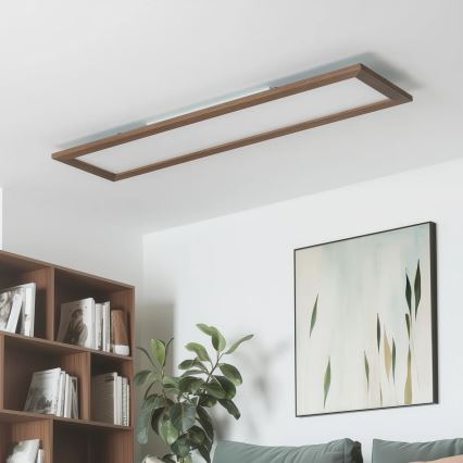 Brilagi - Candeeiro de tecto LED regulável SLIMFRAME WOOD LED/58W/230V 124x34 cm 3000-6000K castanho escuro + comando remoto