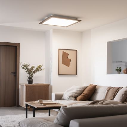Brilagi - Candeeiro de tecto LED dimerizável SLIMFRAME WOOD LED/58W/230V 64x64 cm 3000-6000K castanho escuro + controlo remoto