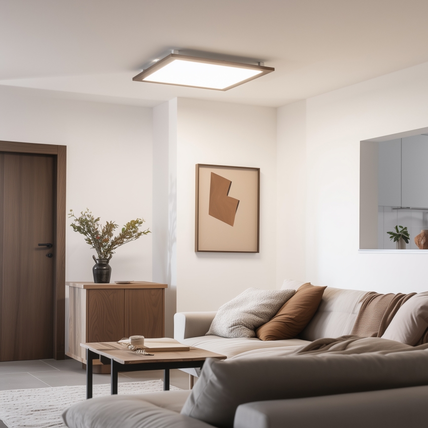 Brilagi - Candeeiro de tecto LED dimerizável SLIMFRAME WOOD LED/58W/230V 64x64 cm 3000-6000K castanho escuro + controlo remoto