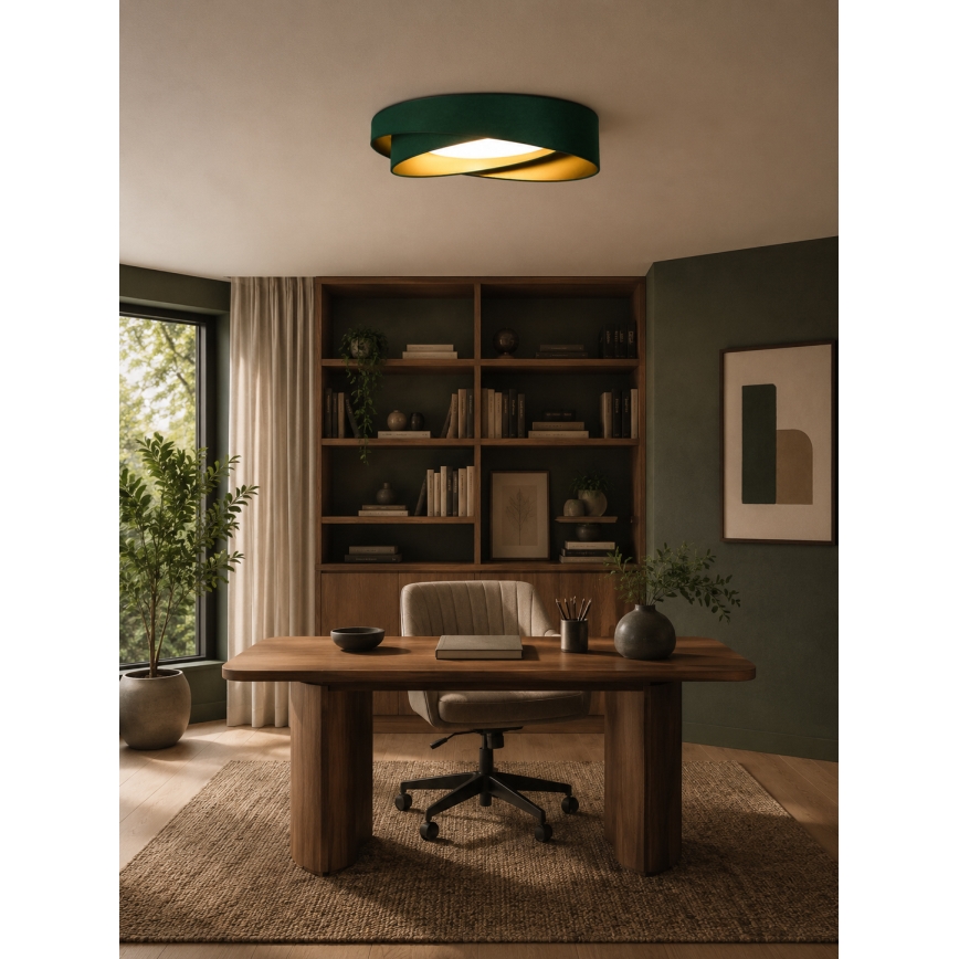 BRILAGI - LED Candeeiro de tecto dimerizável VELVET TWIST LED/36W/230V 3000-6000K Ø 65 cm Wi-Fi Tuya Beacon verde/dourado + comando remoto