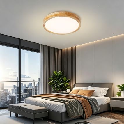 BRILAGI - Candeeiro de tecto LED dimerizável WOODLINE LED/48W/230V 3000-6000K carvalho diâmetro 40 cm + comando remoto