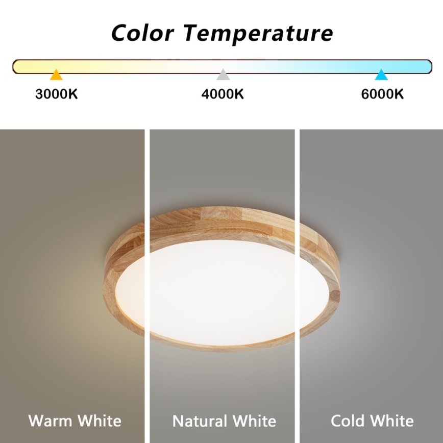 BRILAGI - Candeeiro de tecto LED dimerizável WOODLINE LED/48W/230V 3000-6000K carvalho diâmetro 40 cm + comando remoto