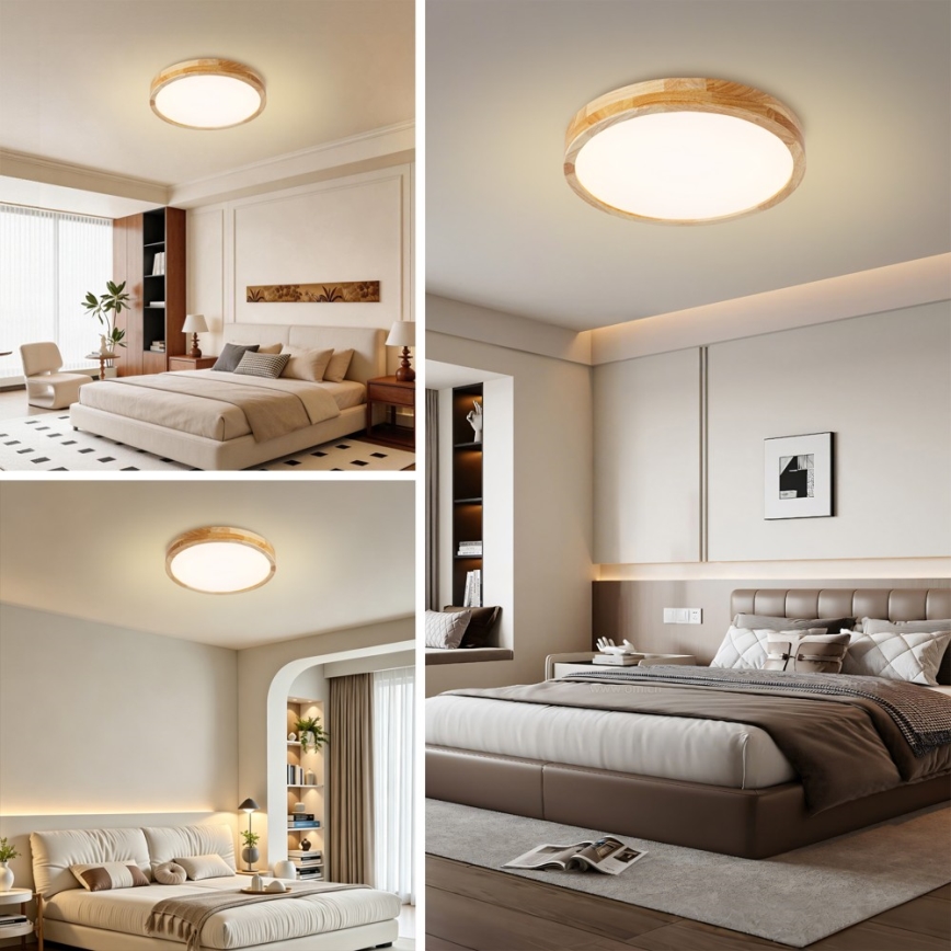 BRILAGI - Candeeiro de tecto LED dimerizável WOODLINE LED/48W/230V 3000-6000K carvalho diâmetro 40 cm + comando remoto