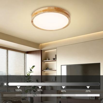 BRILAGI - Candeeiro de tecto LED dimerizável WOODLINE LED/48W/230V 3000-6000K carvalho diâmetro 40 cm + comando remoto