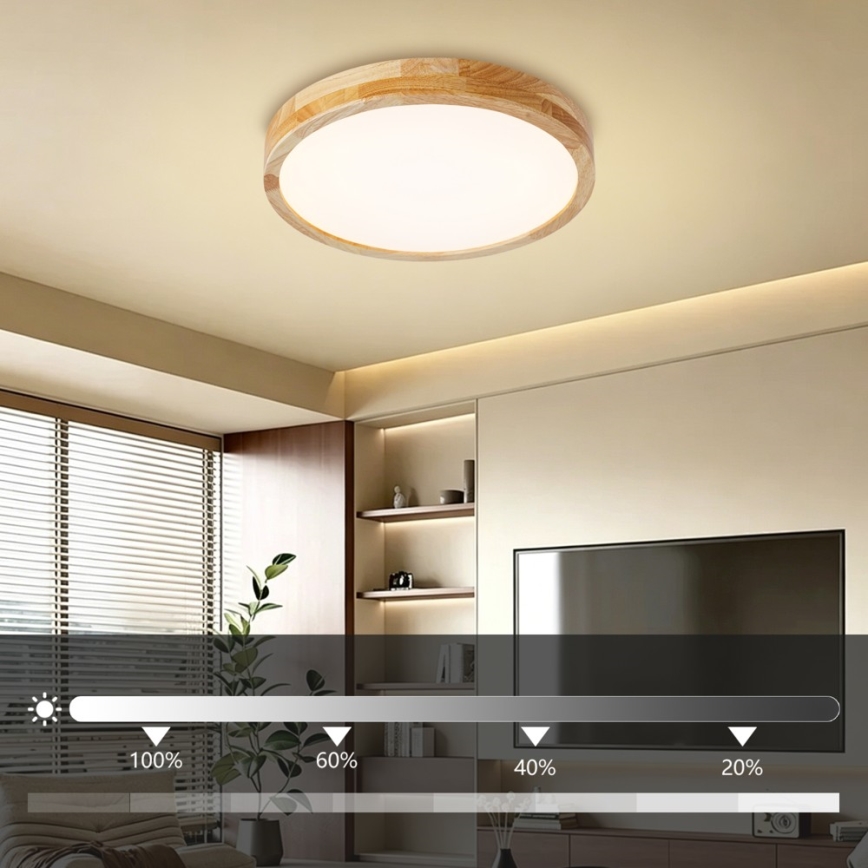 BRILAGI - Candeeiro de tecto LED dimerizável WOODLINE LED/48W/230V 3000-6000K carvalho diâmetro 40 cm + comando remoto