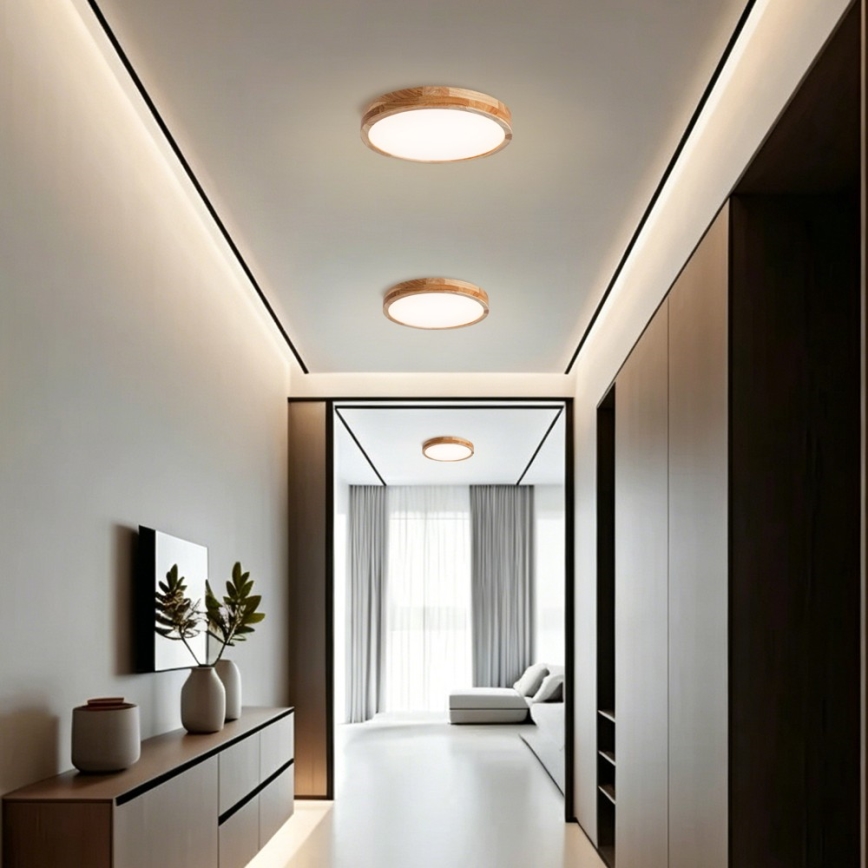BRILAGI - Candeeiro de tecto LED dimerizável WOODLINE LED/48W/230V 3000-6000K carvalho diâmetro 40 cm + comando remoto
