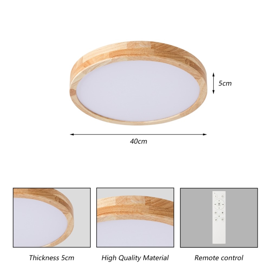 BRILAGI - Candeeiro de tecto LED dimerizável WOODLINE LED/48W/230V 3000-6000K carvalho diâmetro 40 cm + comando remoto