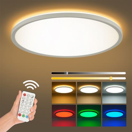 Brilagi - Plafon LED RGBW dimerizável ULTRA SLIM LED/18W/230V 2700-6500K Ø 30 cm branco + comando remoto