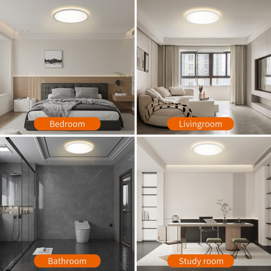 Brilagi - Plafon LED RGBW dimerizável ULTRA SLIM LED/18W/230V 2700-6500K Ø 30 cm branco + comando remoto