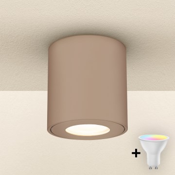 Brilagi - Luminária LED RGBW dimerizável para casa de banho MIA 1xGU10/4,8W/230V 3000K 84x80 mm bege IP54 + comando remoto