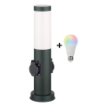 Brilagi - Luminária LED RGBW regulável para exterior com 2 tomadas 1xE27/9W/230V 2700-6500K IP44 40 cm antracite