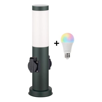 Brilagi - Luminária LED RGBW regulável para exterior com 2 tomadas 1xE27/9W/230V 2700-6500K IP44 40 cm antracite