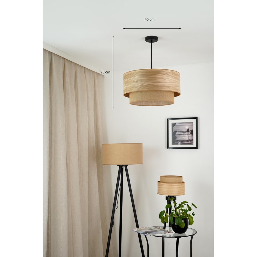 Brilagi - Candeeiro suspenso em cabo MONTANA BOHO 1xE27/15W/230V diâmetro 45 cm castanho/preto