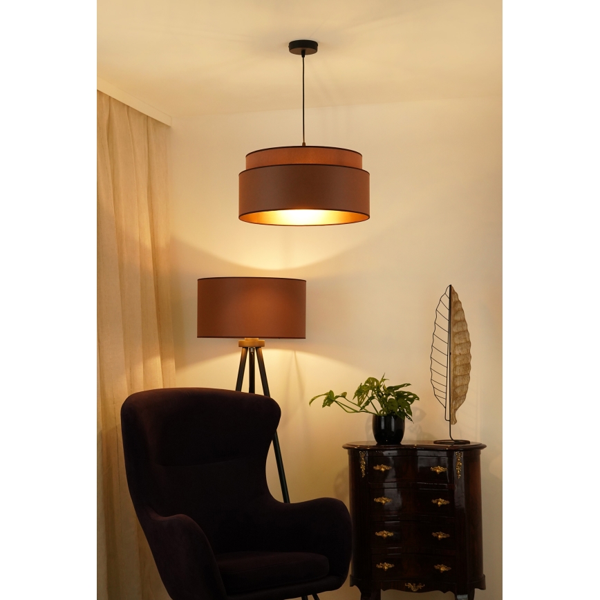 Brilagi - Candeeiro de teto suspenso OREGON VEGE 1xE27/15W/230V diâmetro 45 cm castanho