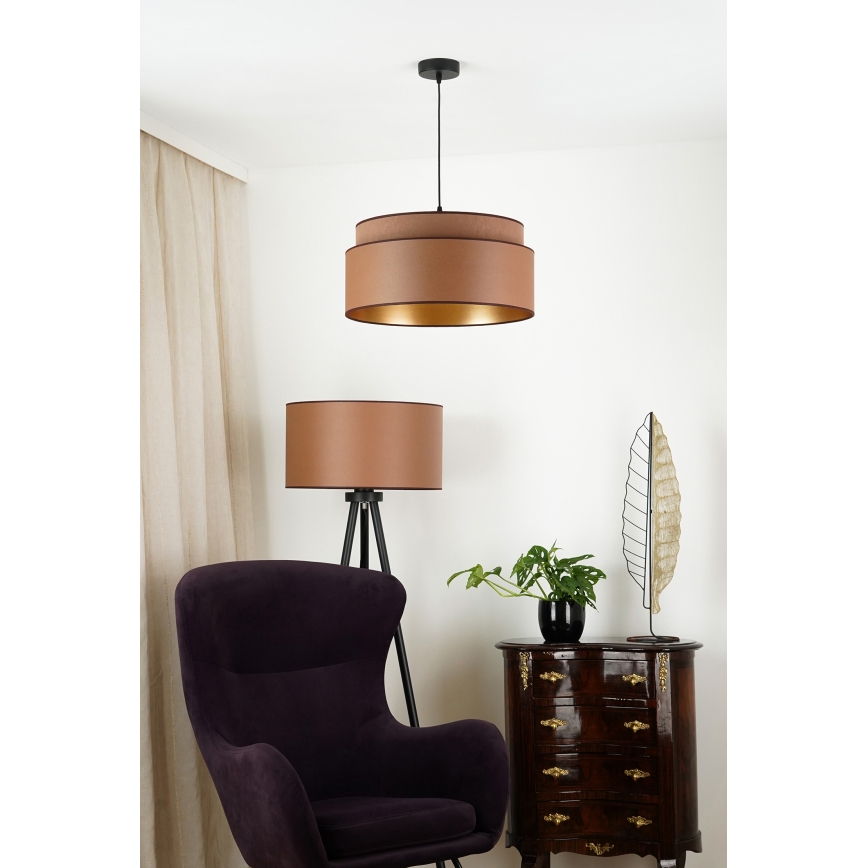 Brilagi - Candeeiro de teto suspenso OREGON VEGE 1xE27/15W/230V diâmetro 45 cm castanho