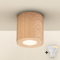 Brilagi - Luminária para casa de banho LED RGBW dimerizável MIA 1xGU10/4,8W/230V 3000K 84x80 mm, acabamento em carvalho, IP44 + controlo remoto