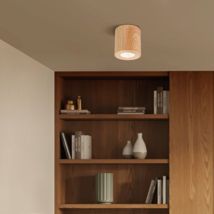 Brilagi - Luminária para casa de banho LED RGBW dimerizável MIA 1xGU10/4,8W/230V 3000K 84x80 mm, acabamento em carvalho, IP44 + controlo remoto