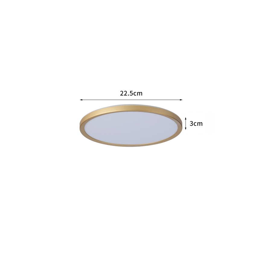 Brilagi - Plafon LED para casa de banho ULTRA SLIM LED/12W/230V Ø 22,5 cm dourado IP54