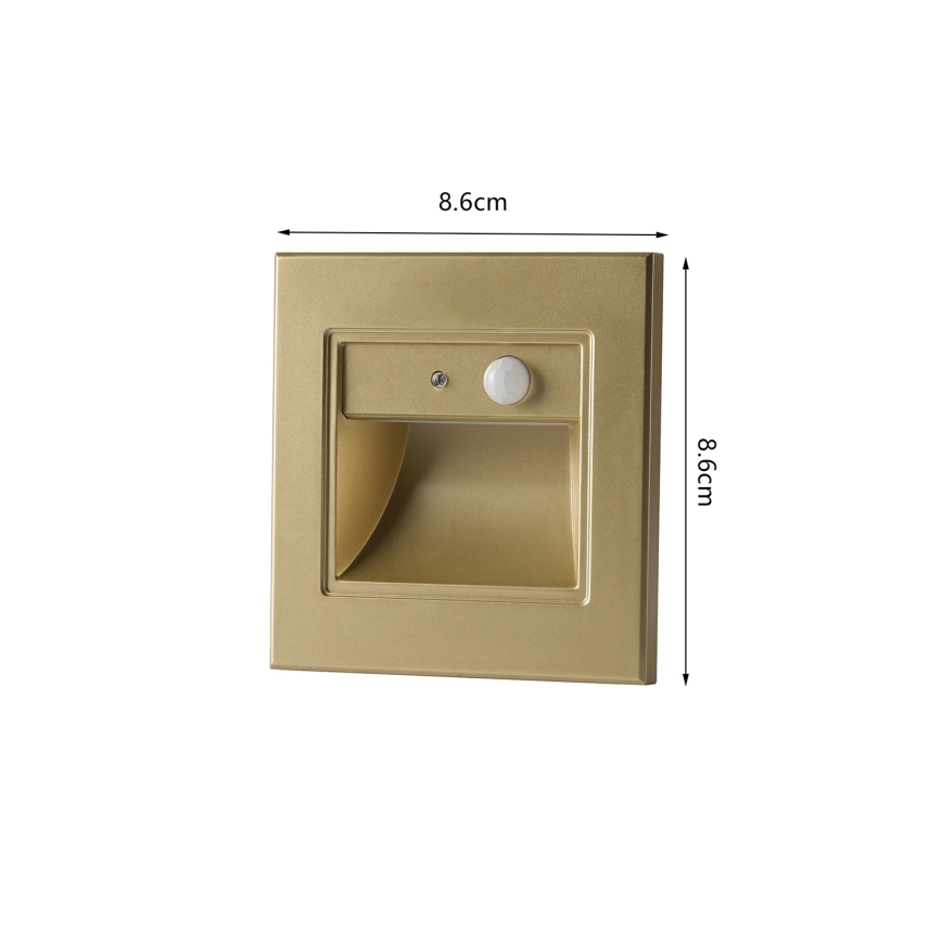 Brilagi - Luminária de escada LED com sensor STEP LIGHT LED/1,5W/230V IP44 dourada