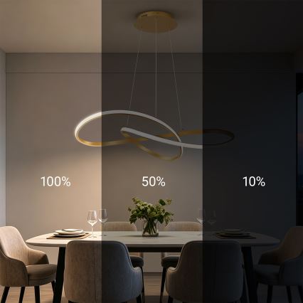 Brilagi - Lustre LED regulável suspenso por cabo INFINITY LED/80W/230V 3000-6000K 80x80 cm dourado + comando remoto
