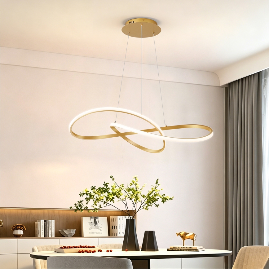 Brilagi - Lustre LED regulável suspenso por cabo INFINITY LED/80W/230V 3000-6000K 80x80 cm dourado + comando remoto