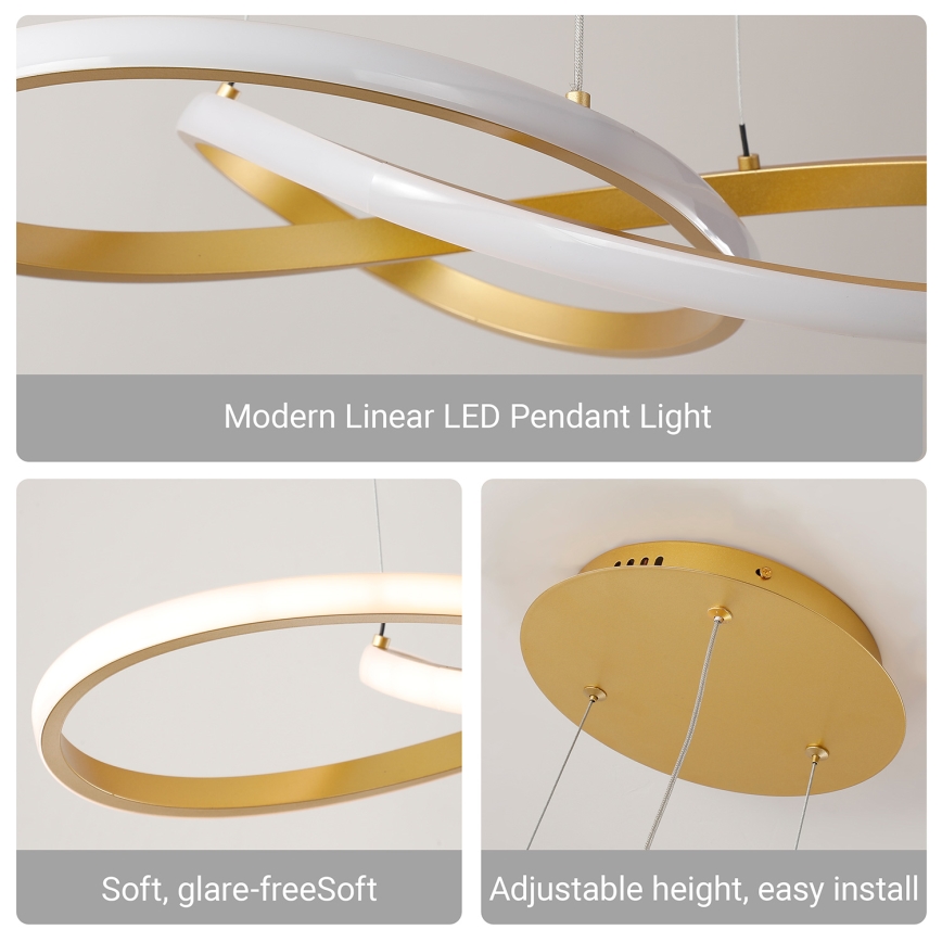 Brilagi - Lustre LED regulável suspenso por cabo INFINITY LED/80W/230V 3000-6000K 80x80 cm dourado + comando remoto