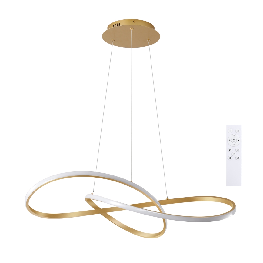 Brilagi - Lustre LED regulável suspenso por cabo INFINITY LED/80W/230V 3000-6000K 80x80 cm dourado + comando remoto