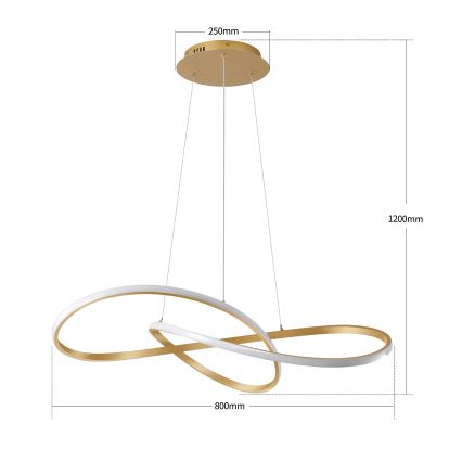 Brilagi - Lustre LED regulável suspenso por cabo INFINITY LED/80W/230V 3000-6000K 80x80 cm dourado + comando remoto