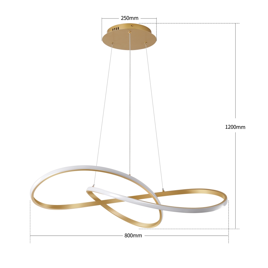 Brilagi - Lustre LED regulável suspenso por cabo INFINITY LED/80W/230V 3000-6000K 80x80 cm dourado + comando remoto