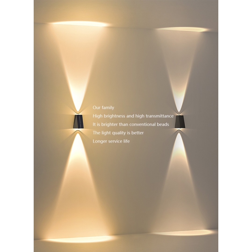 Brilagi - Luminária de parede solar LED PYRAMID LED/2W/3,2V 1300 mAh IP54