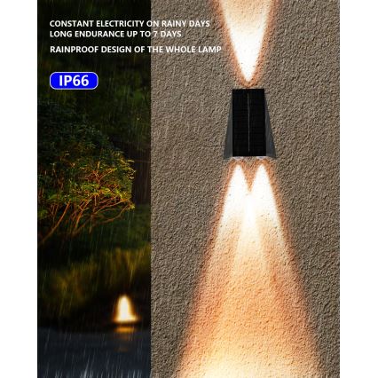 Brilagi - Luminária de parede solar LED PYRAMID LED/2W/3,2V 1300 mAh IP54