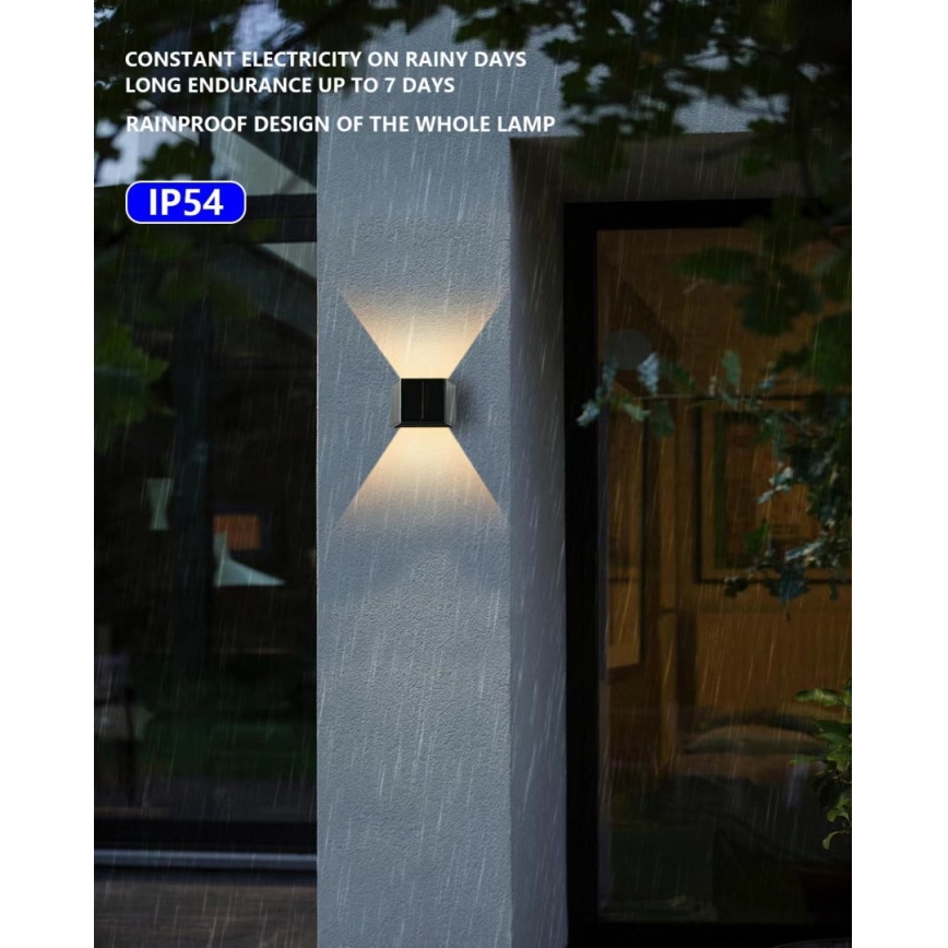 Brilagi - Luminária de parede solar LED SOLAR CUBE LED/2W/3,2V 1300 mAh IP54