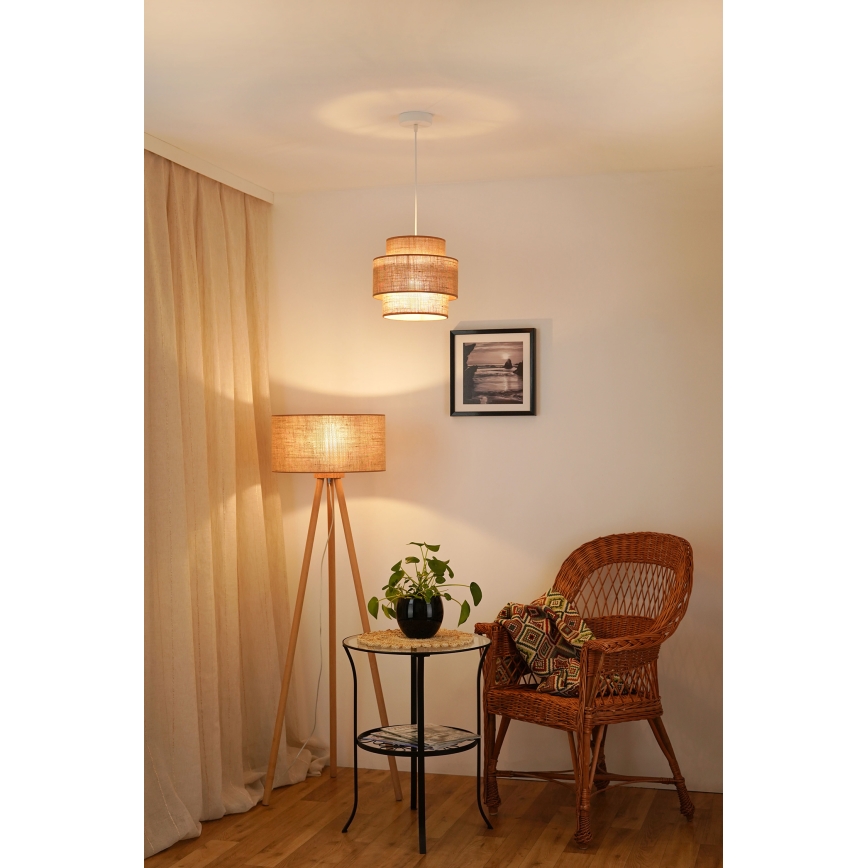 Brilagi - Candeeiro de teto suspenso SPACE YUTE 1xE27/15W/230V diâmetro 25 cm bege/branco