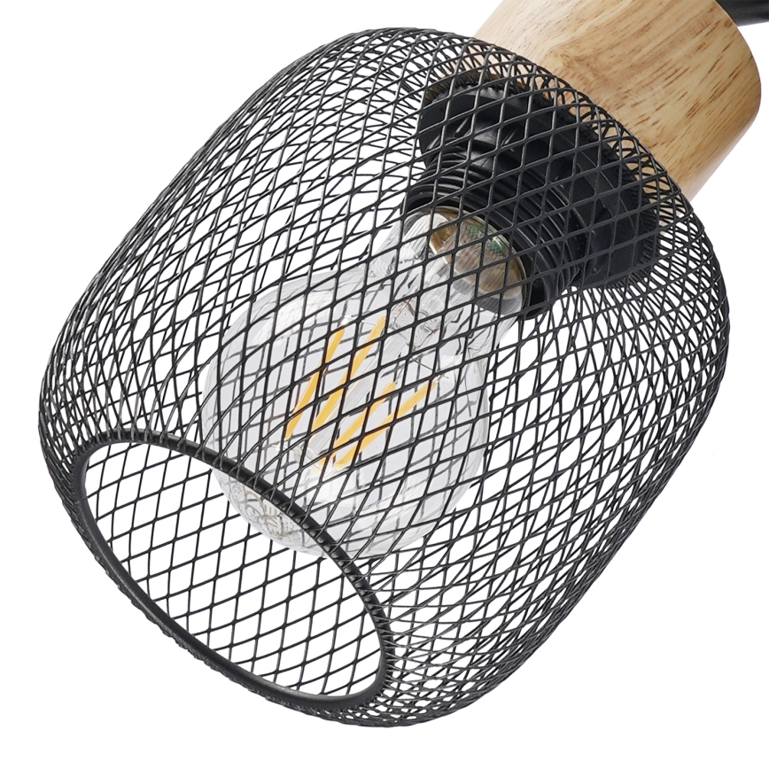 Brilagi - Luminária spot BASKLITE 3xE27/15W/230V madeira de seringueira/preta