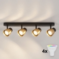 BRILAGI - Luminária spot embutida LED RGBW dimerizável NUGGET 4xGU10/4,8W/230V 3000K preto/dourado + comando remoto