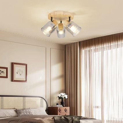 Brilagi - Luminária spot HYGGE 3xE14/15W/230V madeira/fumê