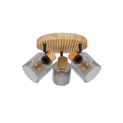 Brilagi - Luminária spot HYGGE 3xE14/15W/230V madeira/fumê