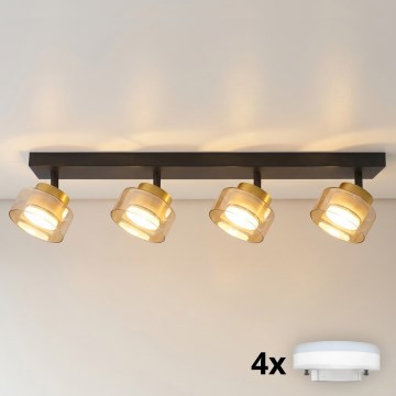 Brilagi - Luminária spot LED RGB+CCT dimerizável AURA LUX 4xGX53/14W/230V 2700-6500K Wi-Fi Tuya preto/dourado