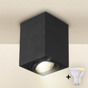 Brilagi - Luminária spot LED RGBW dimerizável MIA 1xGU10/6W/230V 3000K 100x80 mm preta + controlo remoto