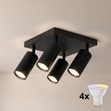 Brilagi - Luminária spot LED RGBW regulável SELE SQUARE 4xGU10/6,5W/230V 2700-6500K preta