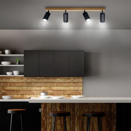 Brilagi - Luminária spot SELE 4xGU10/30W/230V preto/decor carvalho
