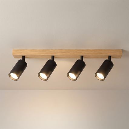Brilagi - Luminária spot SELE 4xGU10/30W/230V preto/decor carvalho