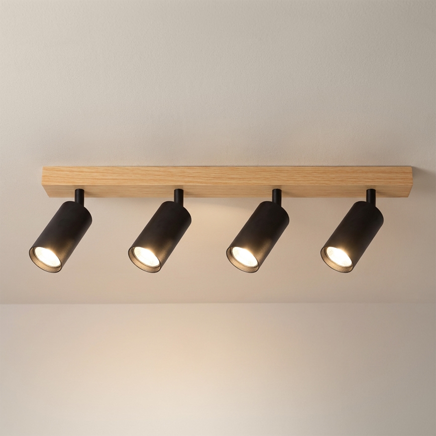 Brilagi - Luminária spot SELE 4xGU10/30W/230V preto/decor carvalho