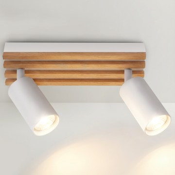 Brilagi - Luminária spot SELE WOOD 2xGU10/30W/230V branco/madeira
