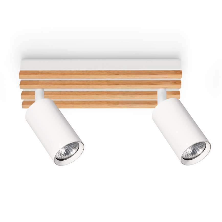 Brilagi - Luminária spot SELE WOOD 2xGU10/30W/230V branco/madeira