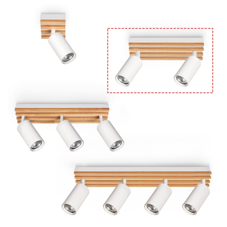 Brilagi - Luminária spot SELE WOOD 2xGU10/30W/230V branco/madeira