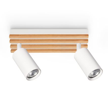Brilagi - Luminária spot SELE WOOD ACOUSTIC 2xGU10/30W/230V branco/madeira