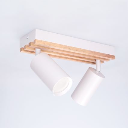 Brilagi - Luminária spot SELE WOOD ACOUSTIC 2xGU10/30W/230V branco/madeira