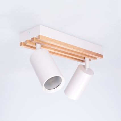 Brilagi - Luminária spot SELE WOOD ACOUSTIC 2xGU10/30W/230V branco/madeira